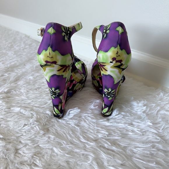 Nine West Purple and Green Wedge Sandals - Picture 3 of 11